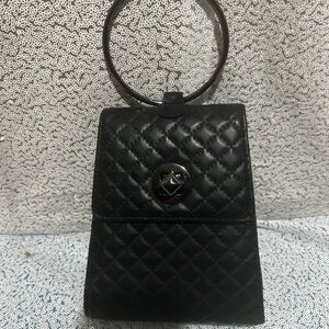 Elegant Black Quilted wrist Handbag